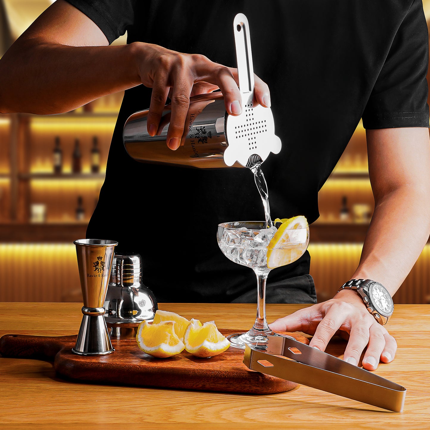 Hawke & Hanley Cocktail Shaker Set Bartender Kit - Silver